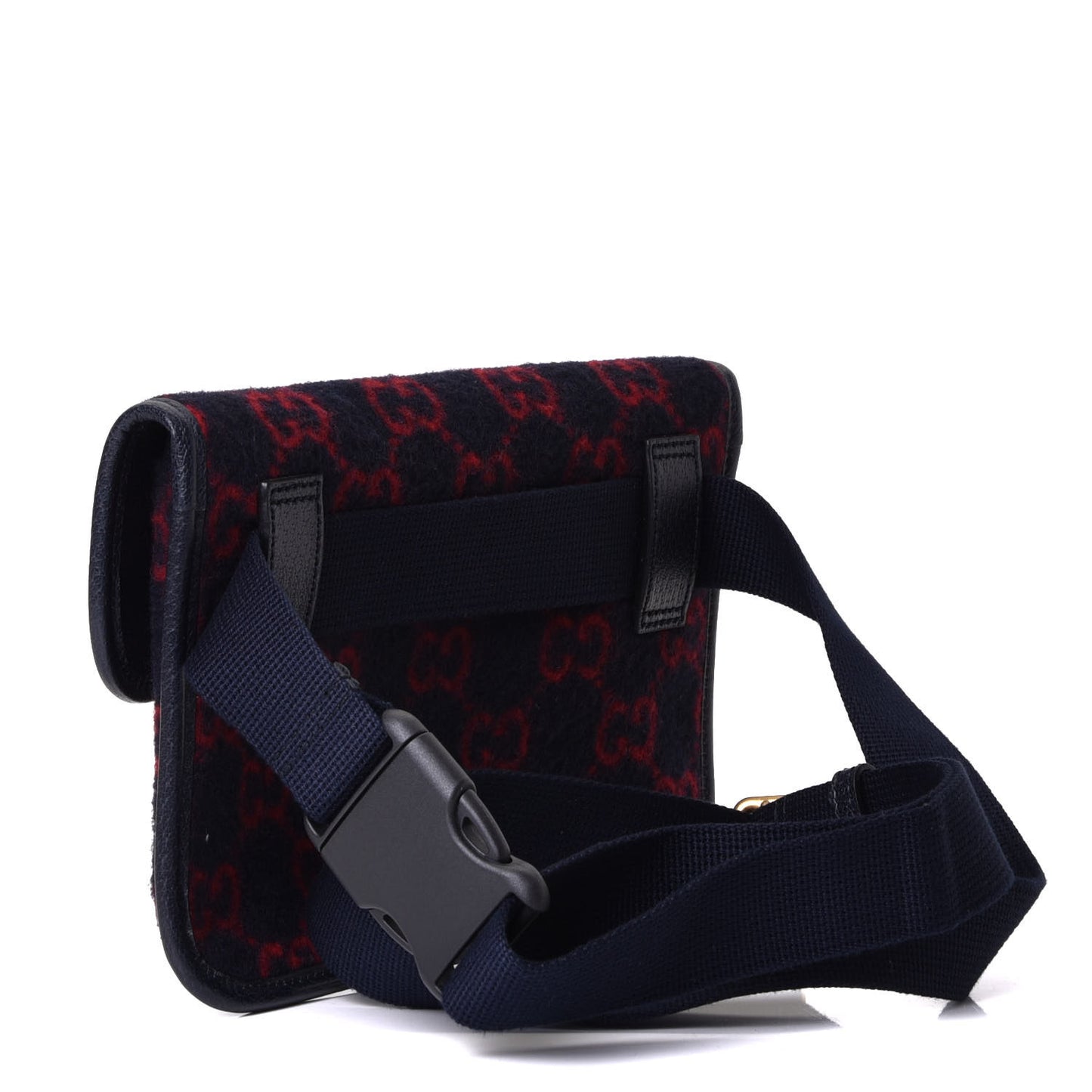 Covered Wool GG Monogram Slim Belt Bag Navy Red