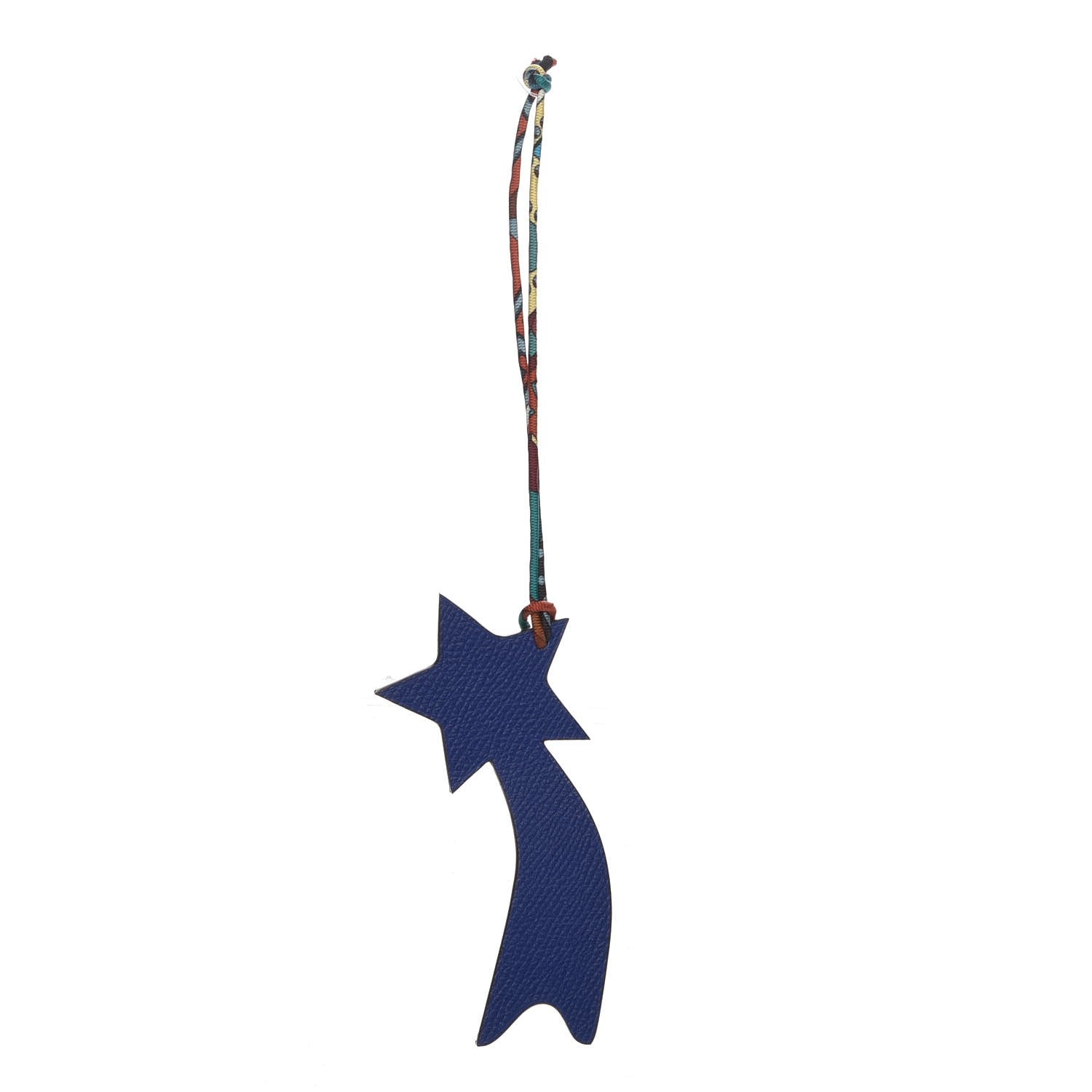 Hermes Togo Epsom Petit H Shooting Star Bag Charm Vert de Gris Bleu Electrique 1 of 3