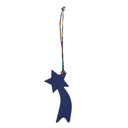 Hermes Togo Epsom Petit H Shooting Star Bag Charm Vert de Gris Bleu Electrique 1 of 3