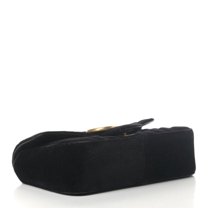 Gucci Velvet Matelasse Mini GG Marmont Shoulder Bag Black 3 of 5