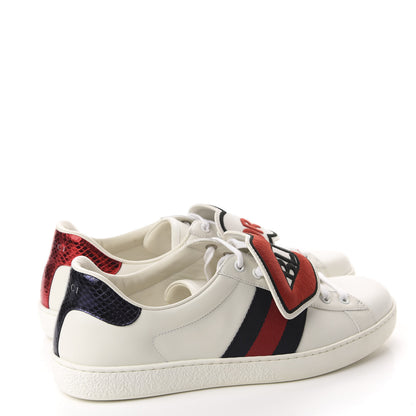 Gucci Calfskin Ayers Web Blind for Love Embroidered Mens Ace Sneakers 10 White 4 of 10