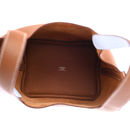 Hermes Taurillon Clemence Swift Eclat Picotin Lock 18 PM Gold Bleu Brume 4 of 4