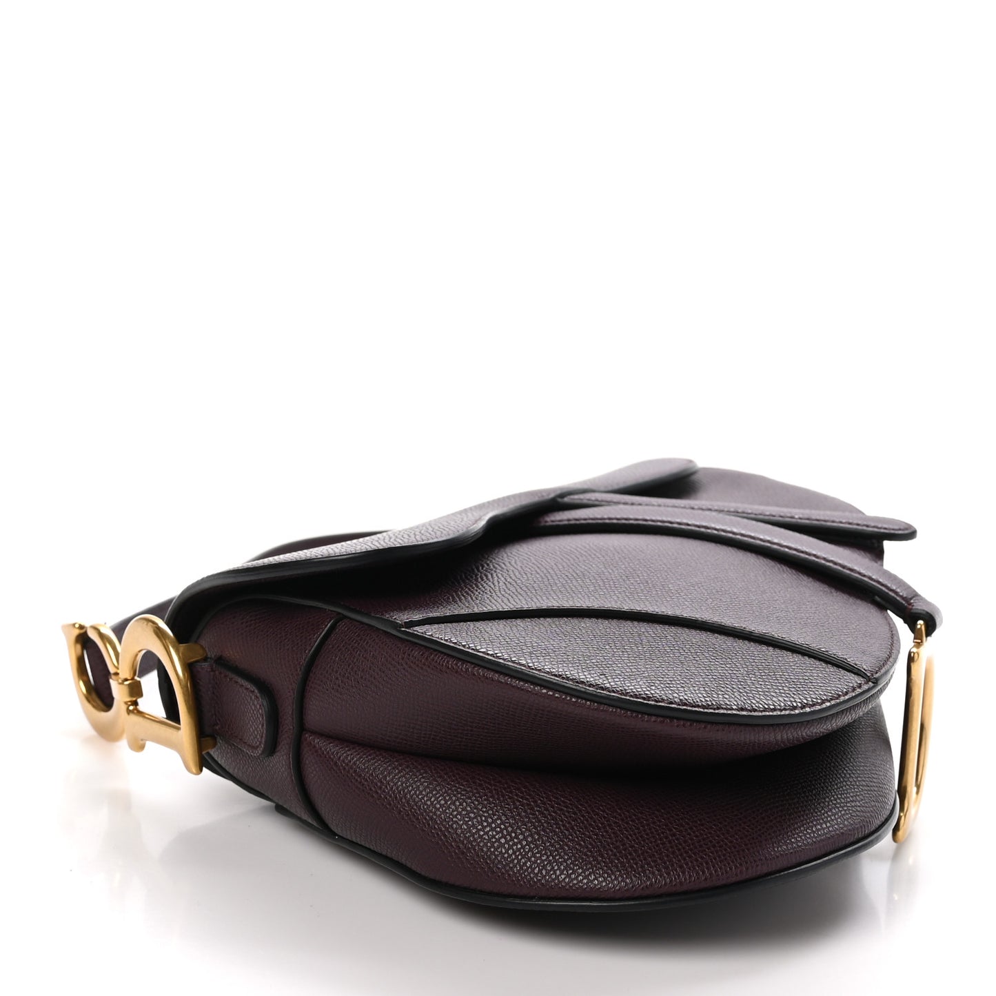 Grained Calfskin Saddle Bag Burgundy