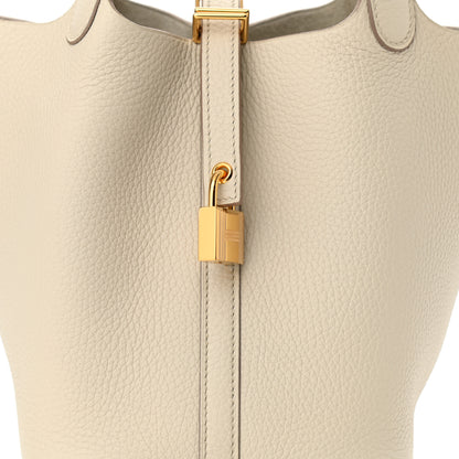 Hermes Taurillon Clemence Picotin Lock 18 PM Beton 8 of 10