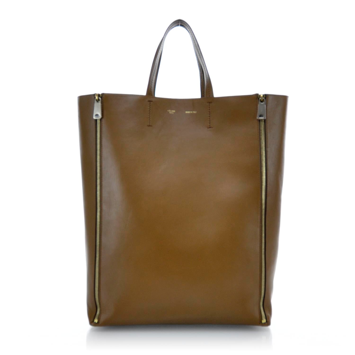 Celine Lambskin Vertical Zip Gusset Cabas Camel 1 of 11