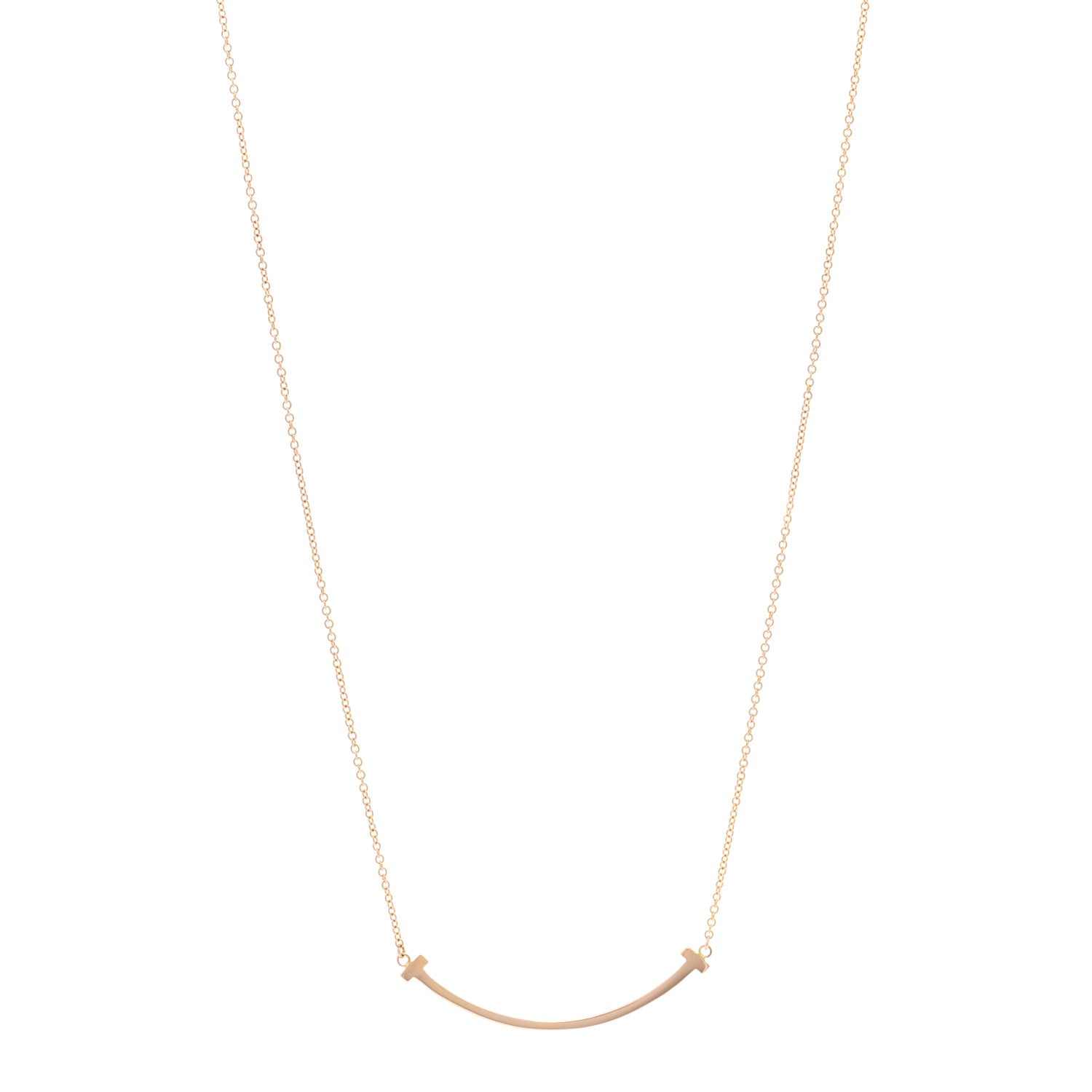 Tiffany 18K Rose Gold Small T Smile Pendant Necklace 1 of 4