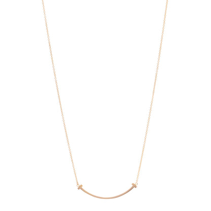 Tiffany 18K Rose Gold Small T Smile Pendant Necklace 1 of 4