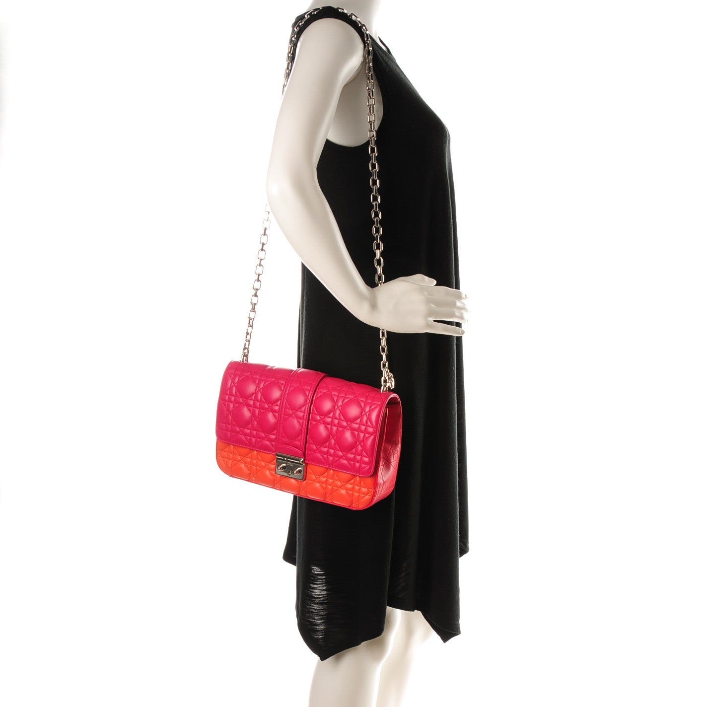 Christian Dior Lambskin Cannage Tri-Color Medium Tri-Color Miss Dior Flap Fuchsia 2 of 8