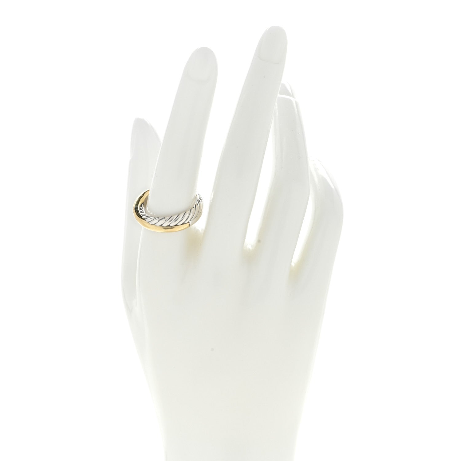 David Yurman Sterling Silver 18K Yellow Gold Narrow Crossover Ring 58 8.25 2 of 4