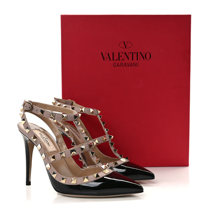 Valentino Garavani Patent Nappa Rockstud Ankle Strap 100mm Pumps 35 Black Poudre 8 of 8