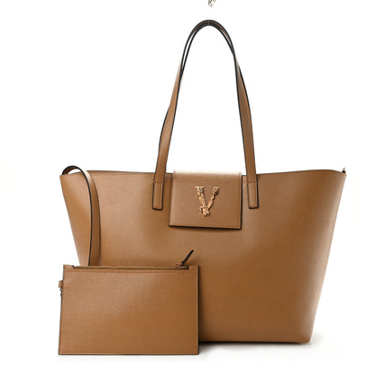Versace Vitello Virtus Tote Caramel 1 of 12