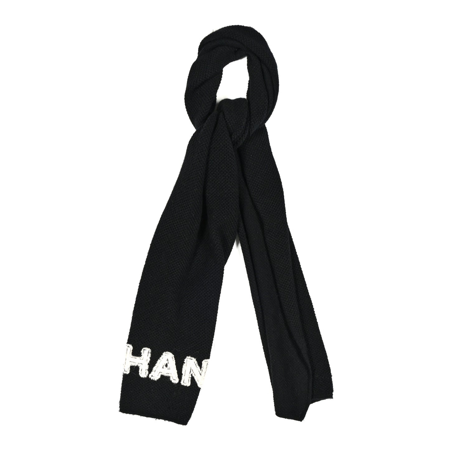 Cashmere Logo Stole Black White