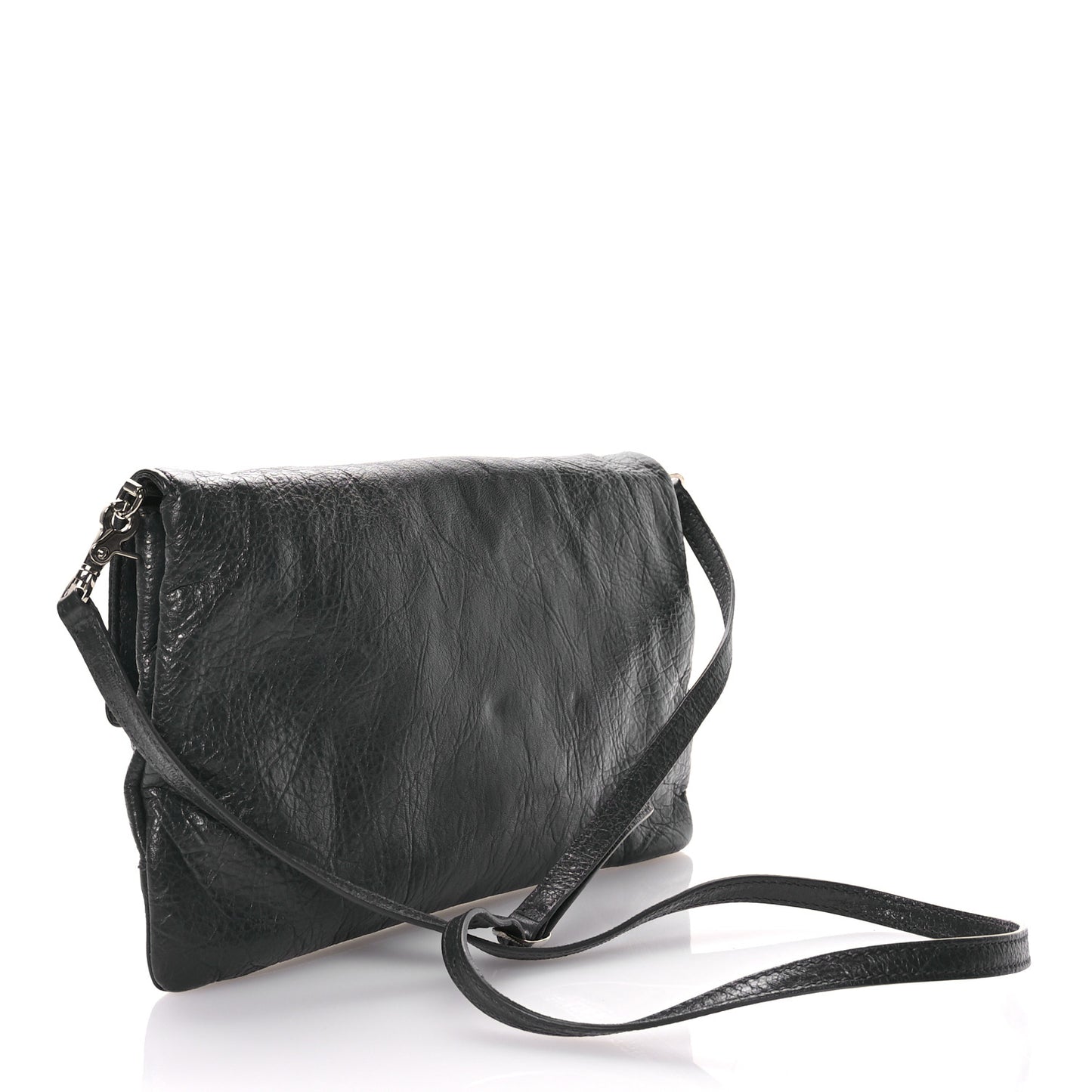 Agneau Giant 12 Silver Hardware Envelope Strap Clutch  Gris Fossile