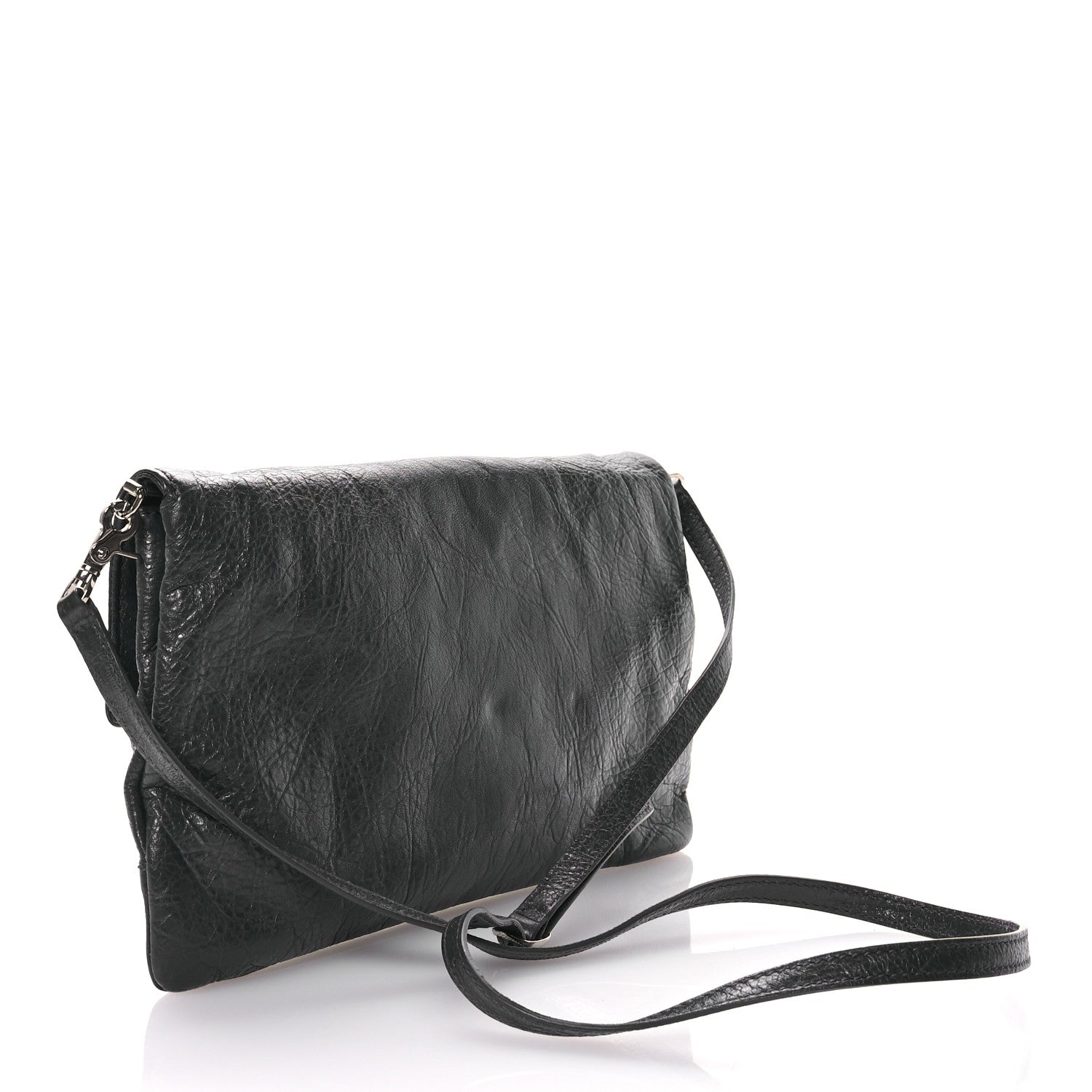 Balenciaga Agneau Giant 12 Silver Hardware Envelope Strap Clutch  Gris Fossile 4 of 11
