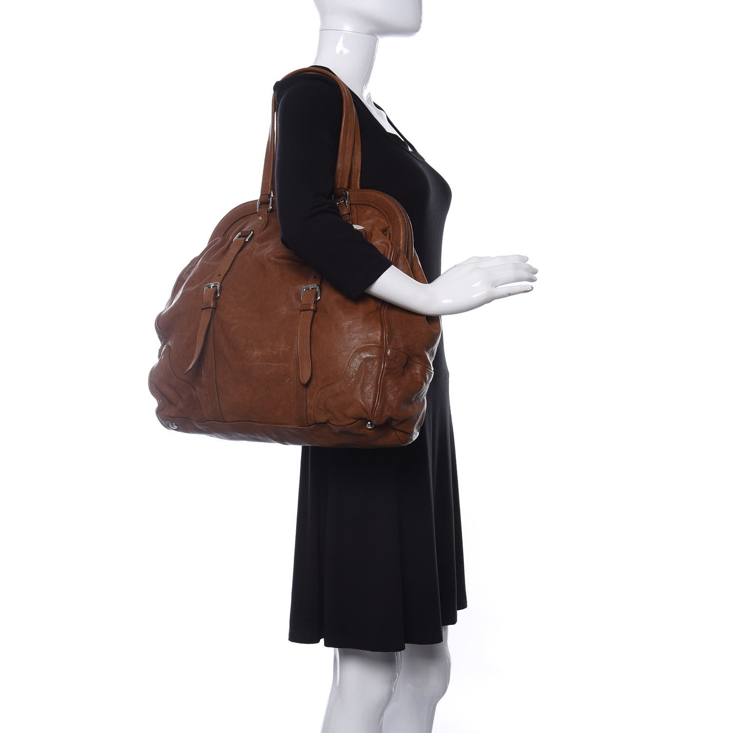 Prada Washed Buffalo Frame Bag Brandy 2 of 9