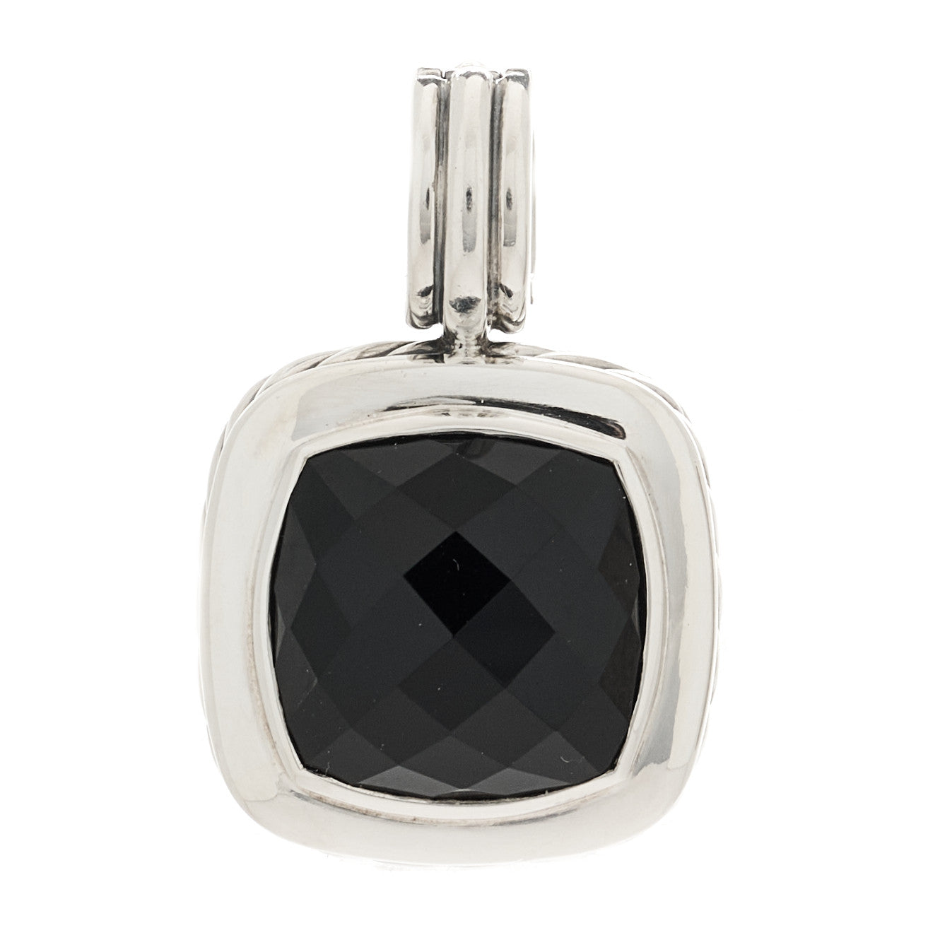 Sterling Silver Black Onyx 14mm Albion Enhancer Pendant