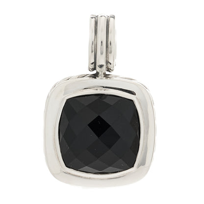 David Yurman Sterling Silver Black Onyx 14mm Albion Enhancer Pendant 1 of 4