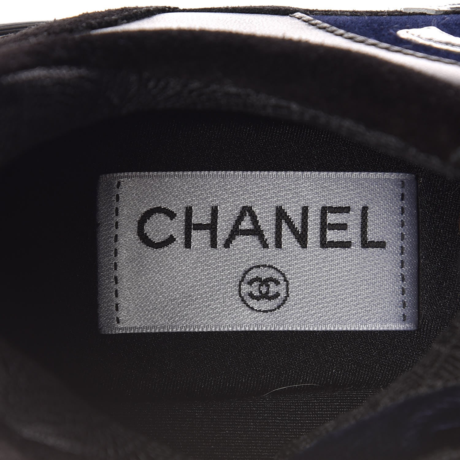 Chanel Suede Velvet Lambskin CC Sneakers 37 Black Blue Silver 7 of 8