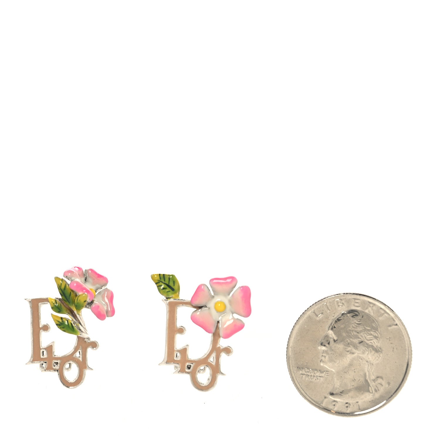Christian Dior Enamel Flower Clip-On Earrings Multicolor 2 of 4