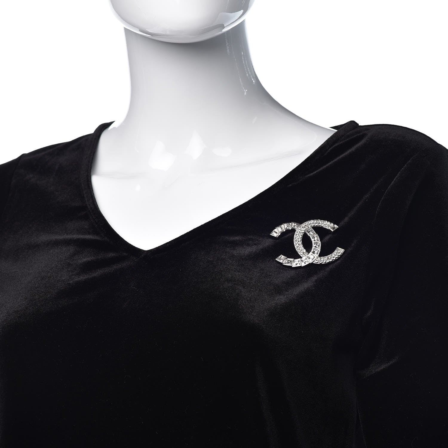 Chanel Baguette Crystal CC Brooch Silver 2 of 5
