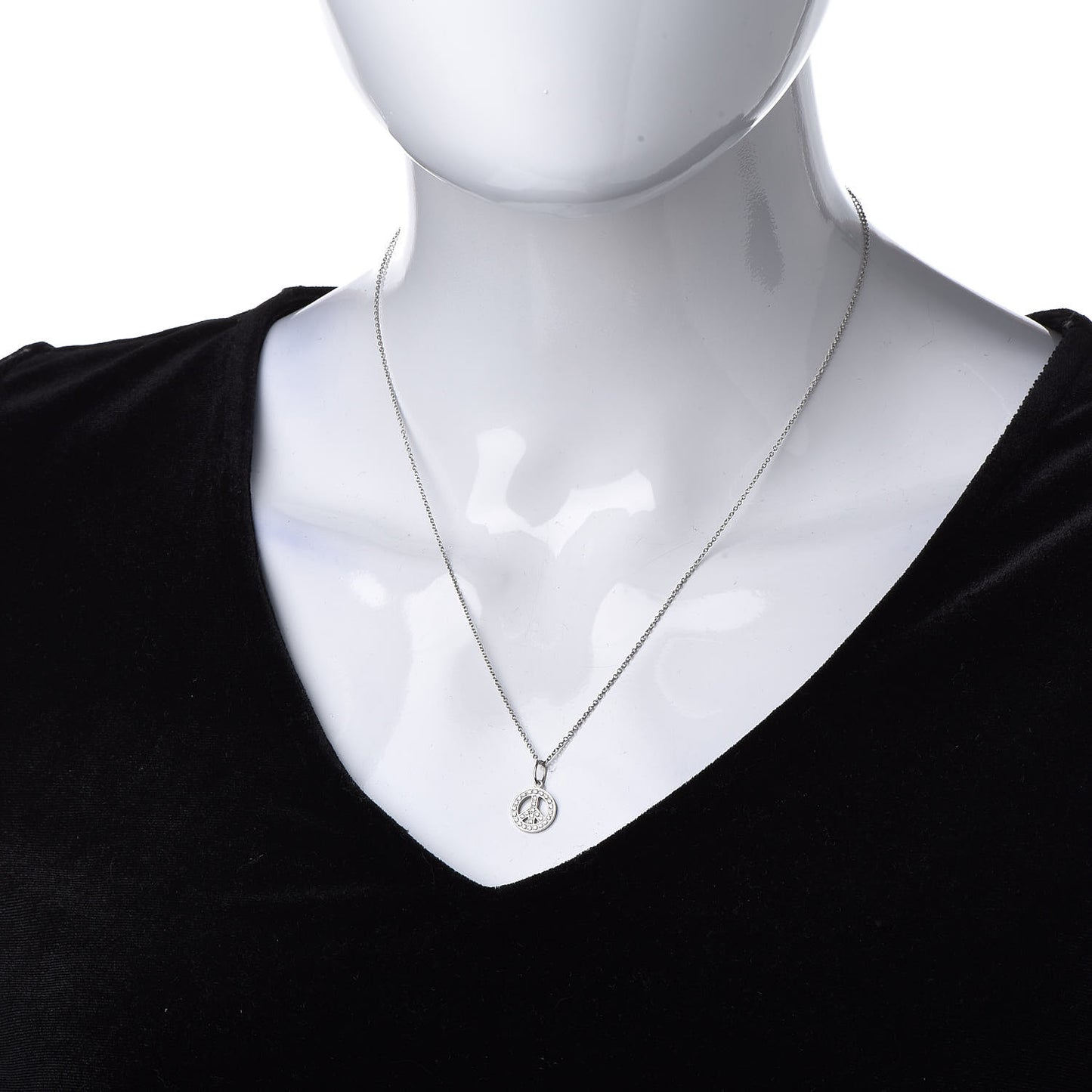 Platinum Diamond Mini Peace Pendant Necklace