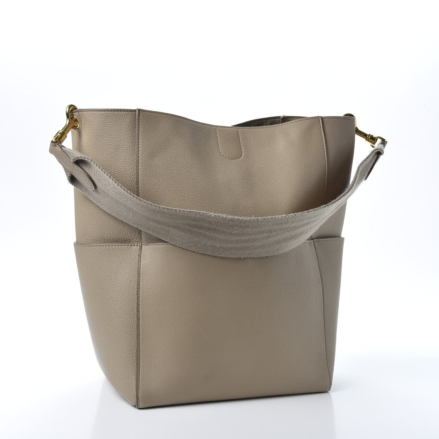Soft Grained Calfskin Sangle Bucket Bag Taupe