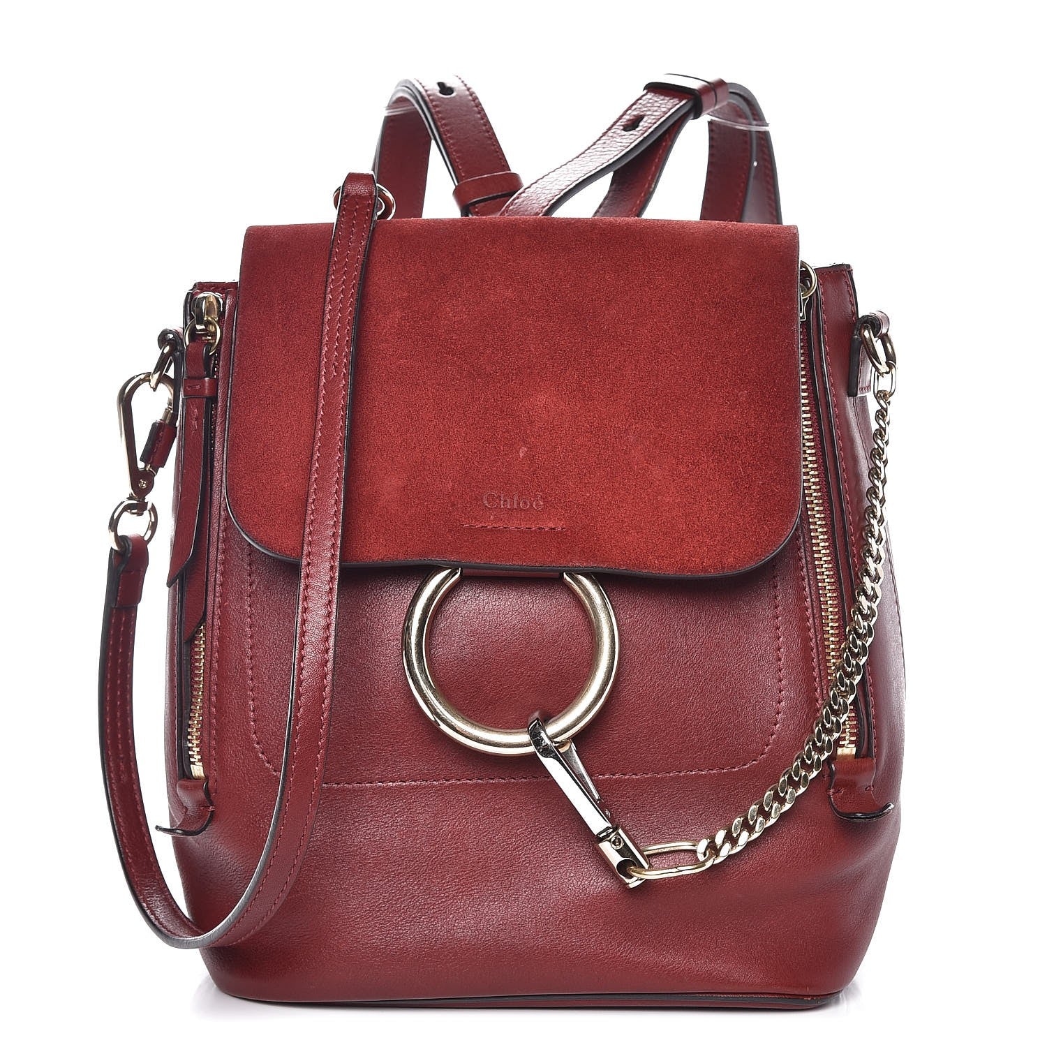 Chloe Suede Calfskin Small Faye Backpack Sienna Red 1 of 14