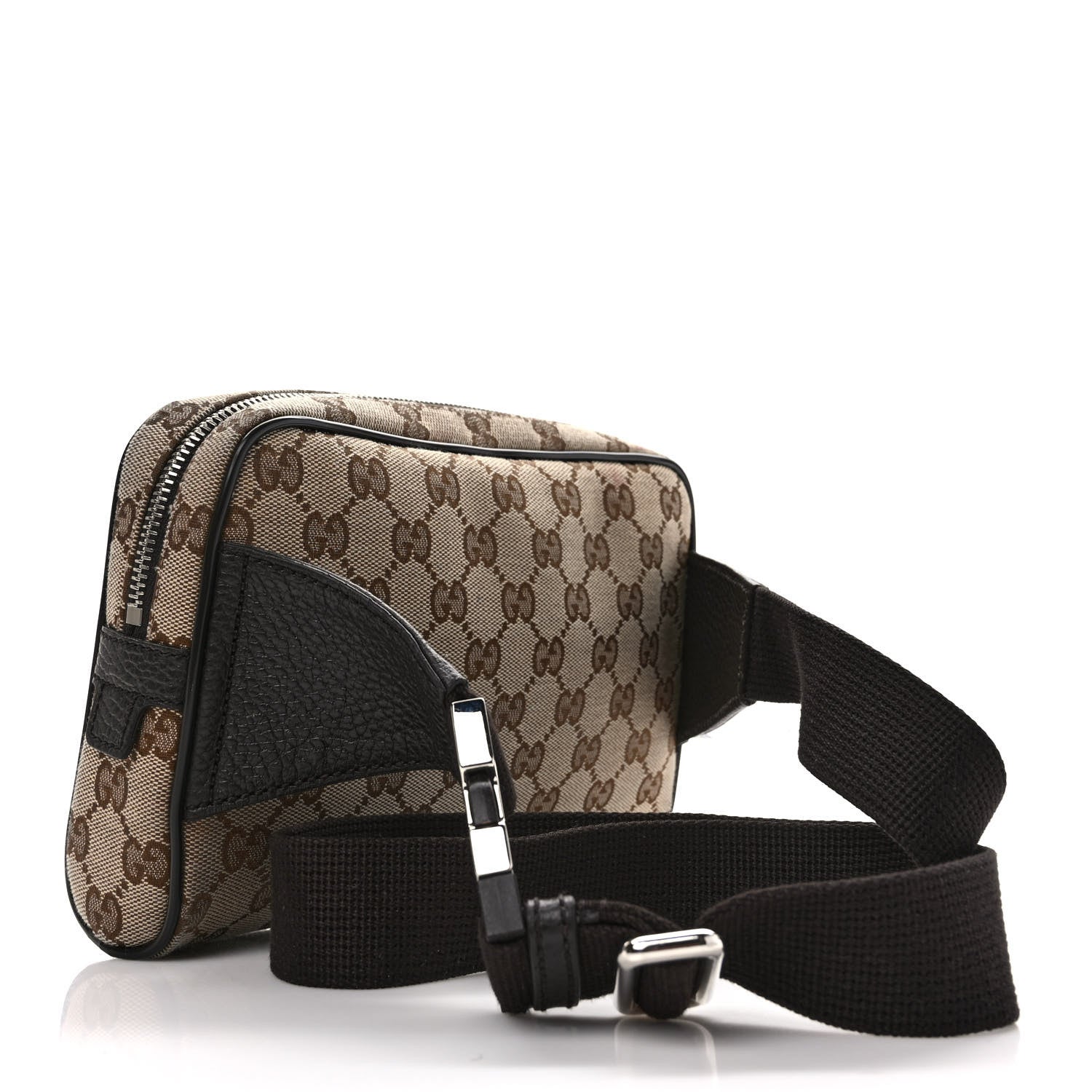 Gucci Monogram Dollar Calfskin Belt Bag Beige Ebony Testa di Moro Marrone Scuro 3 of 11