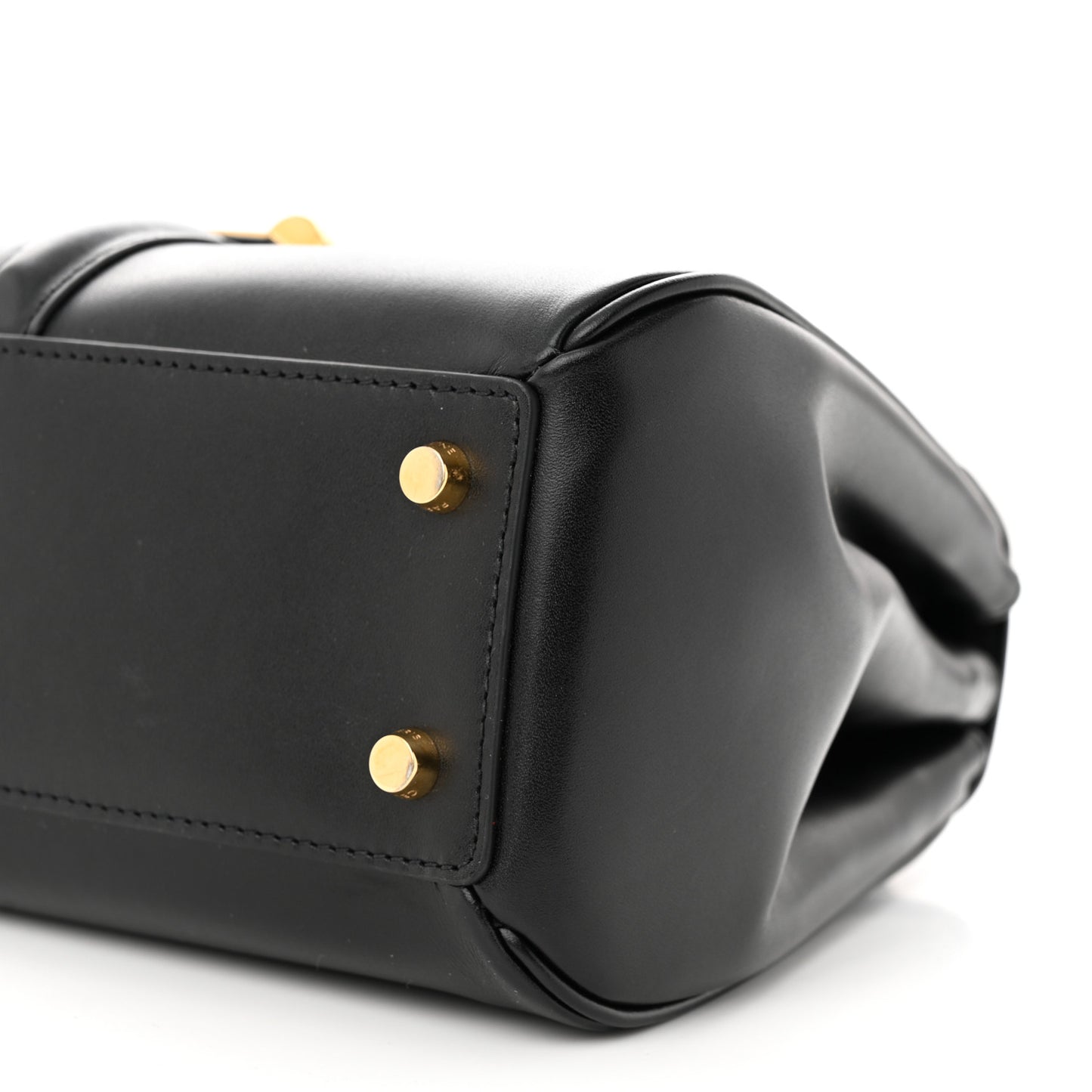 Satinated Calfskin Small 16 Top Handle Bag Black