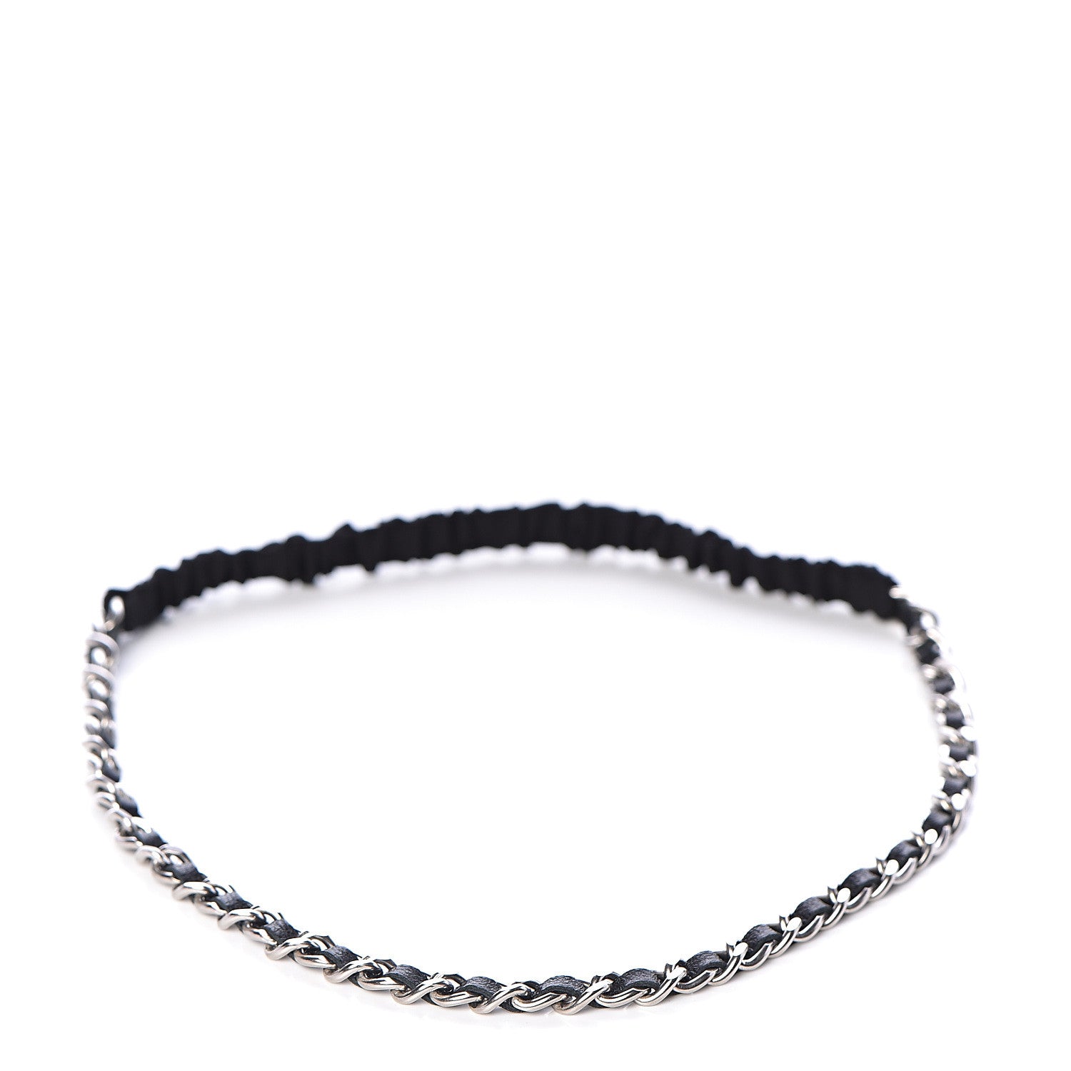 Chanel Calfskin Chain CC Headband Black Silver 1 of 5