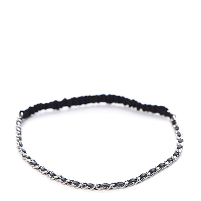 Chanel Calfskin Chain CC Headband Black Silver 1 of 5