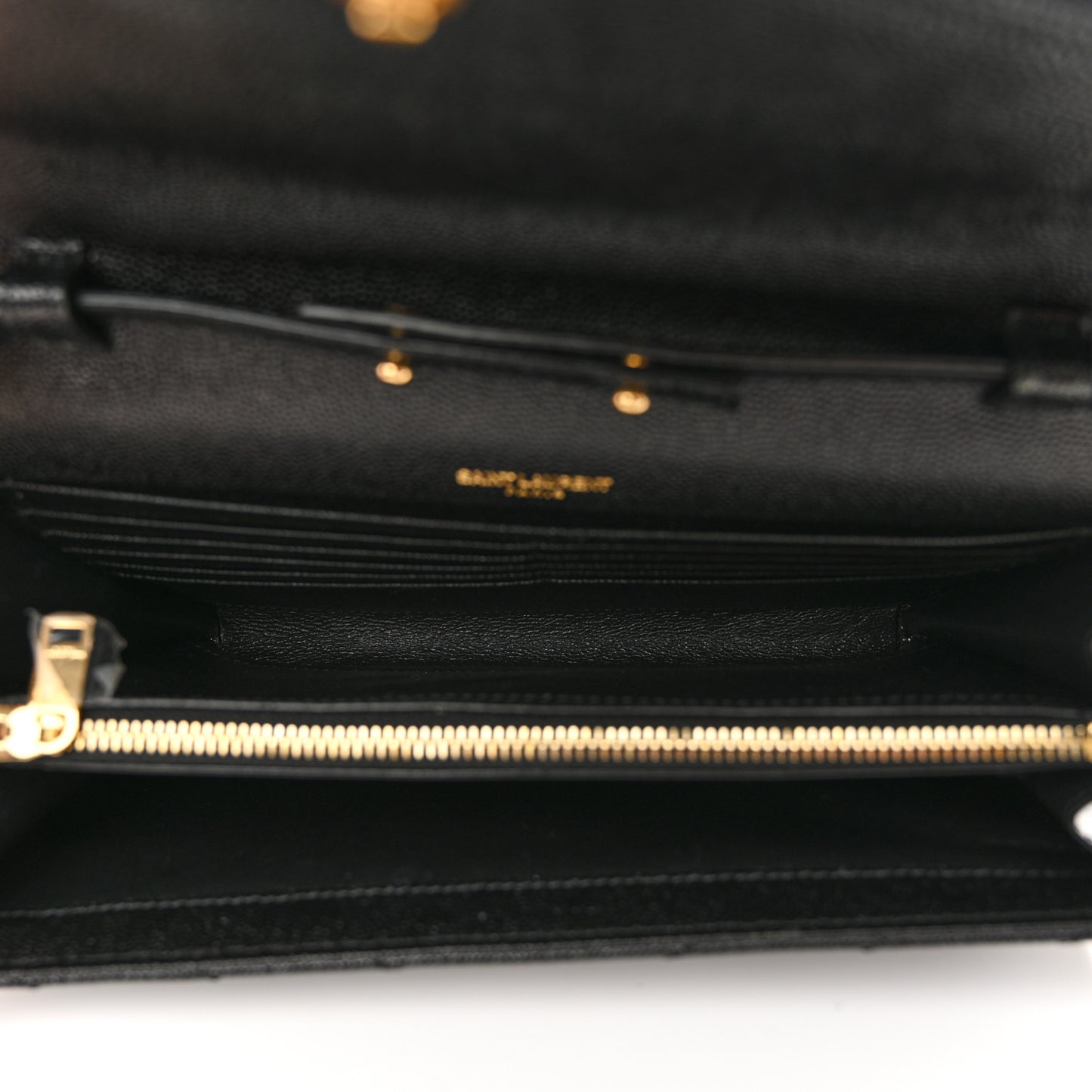 Grain De Poudre Matelasse Chevron Monogram Chain Wallet Black