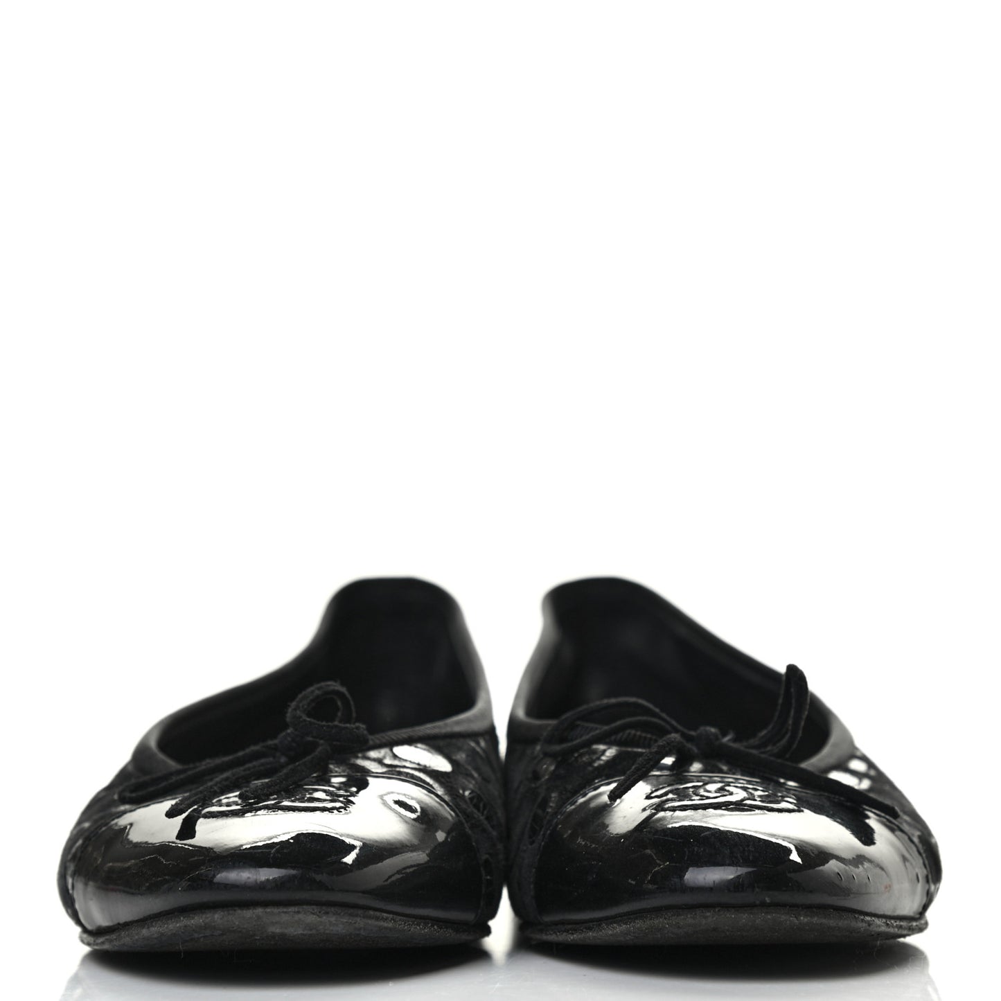 Patent Suede CC Cap Toe Ballerina Flats 38 Black
