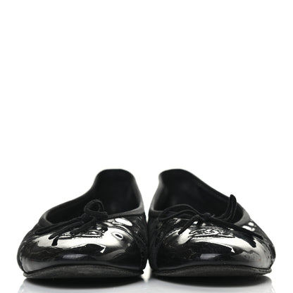 Chanel Patent Suede CC Cap Toe Ballerina Flats 38 Black 2 of 6