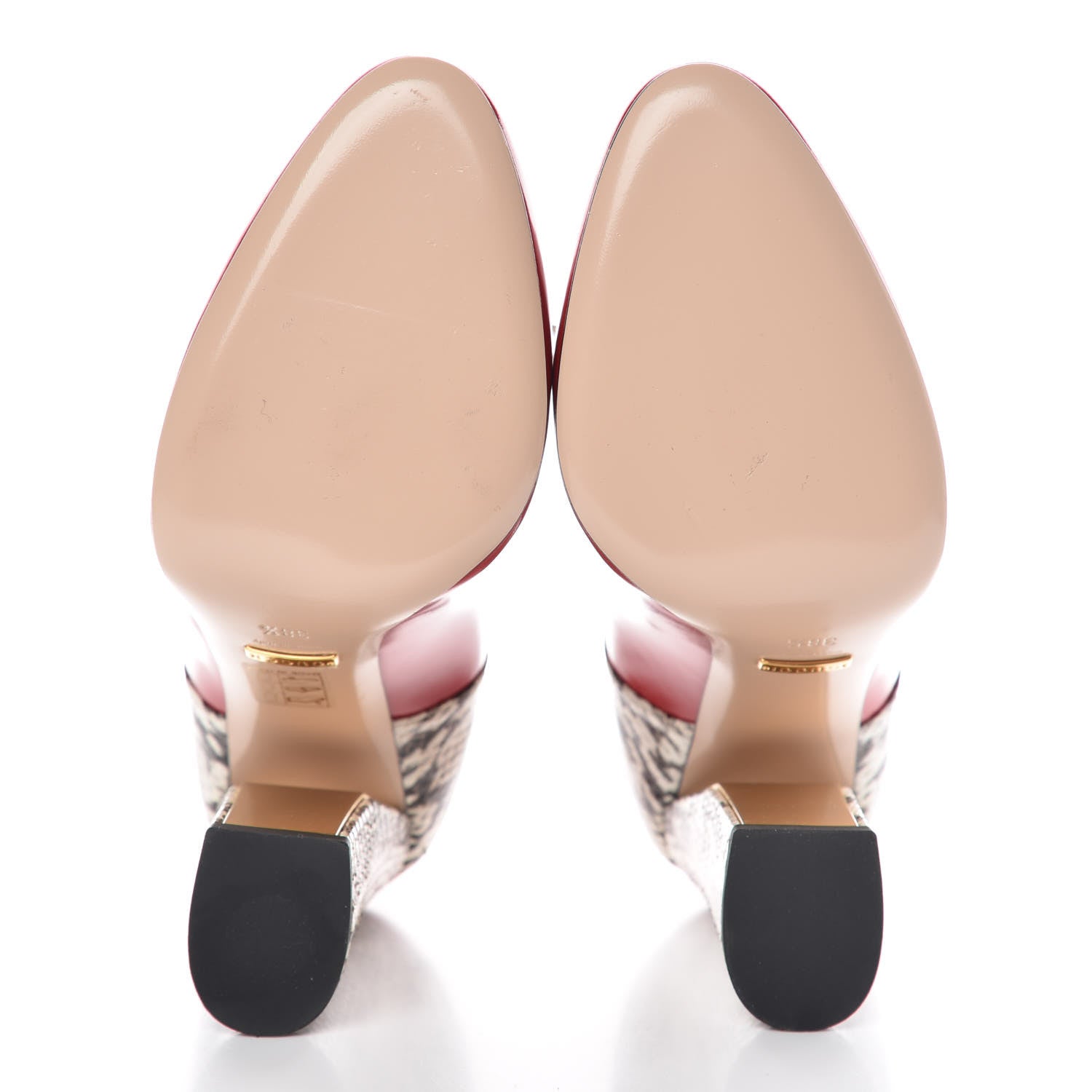 Gucci Polished Calfskin Elaphe Nimue Bow Mary Jane Pumps 38.5 Hibiscus Red Roccia 5 of 8