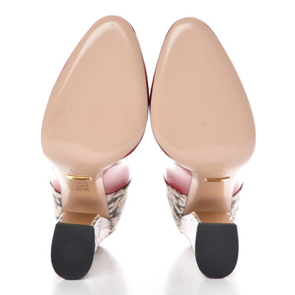Gucci Polished Calfskin Elaphe Nimue Bow Mary Jane Pumps 38.5 Hibiscus Red Roccia 5 of 8