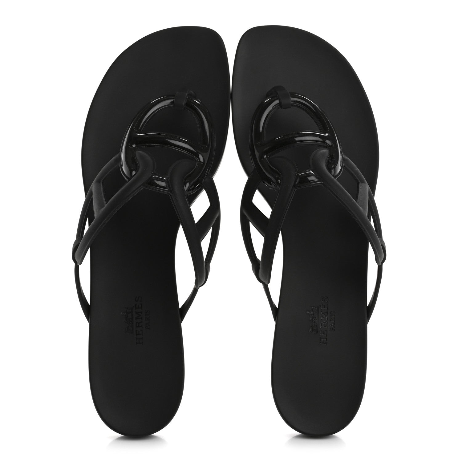 Hermes Rubber Womens Egerie Sandals 41 Black 2 of 9