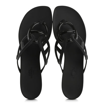 Hermes Rubber Womens Egerie Sandals 41 Black 2 of 9
