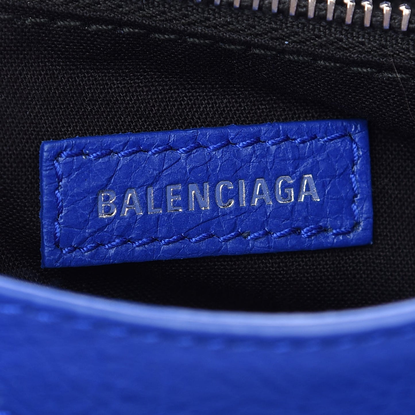 Agneau Classic Silver Hardware Mini City Logo Strap Bleu Electric Black