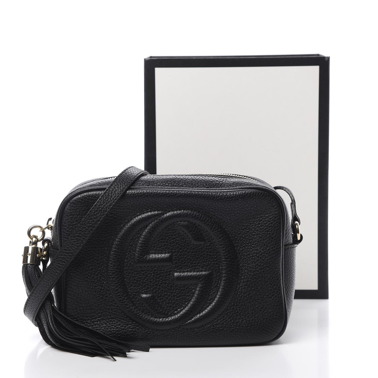 Pebbled Calfskin Small Soho Disco Bag Black