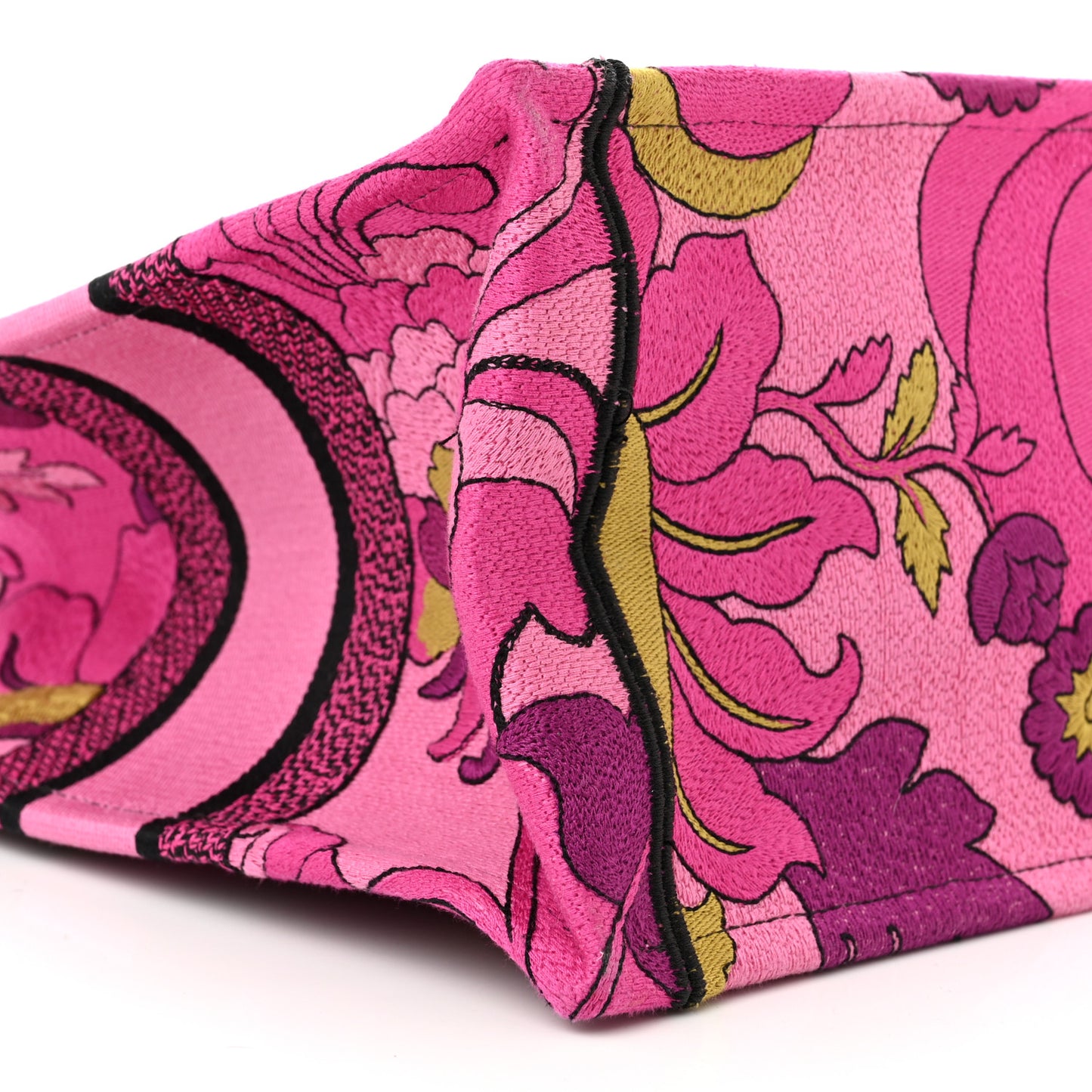Canvas Embroidered Medium Book Tote Fuchsia Multicolor