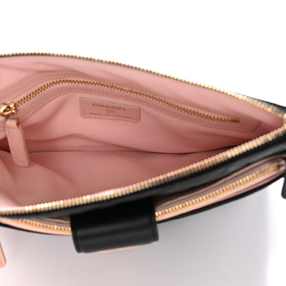 Chanel Lambskin Quilted Sunset Boulevard Pouch Case Black Pink 6 of 8