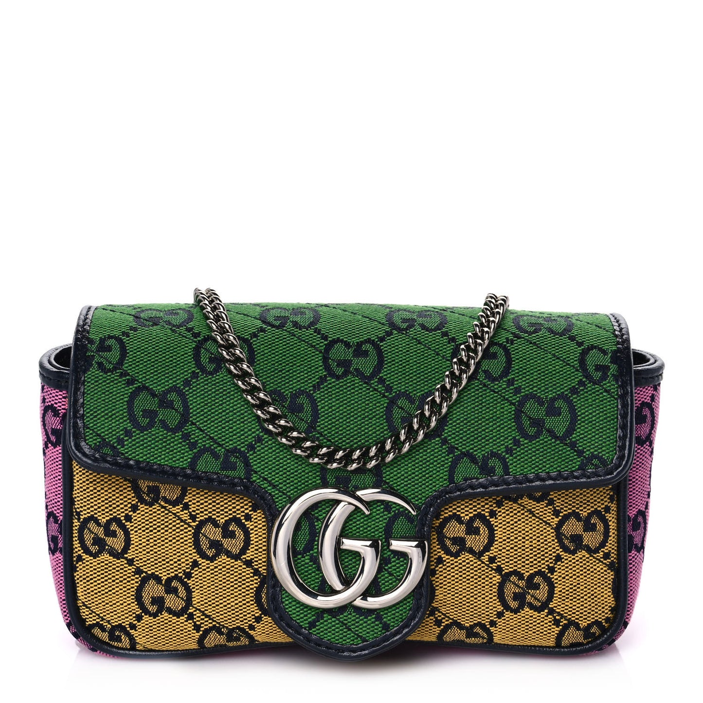 Monogram Multicolor Matelasse Diagonal Super Mini GG Marmont Shoulder Bag Green Blue Yellow Light Blue Pink