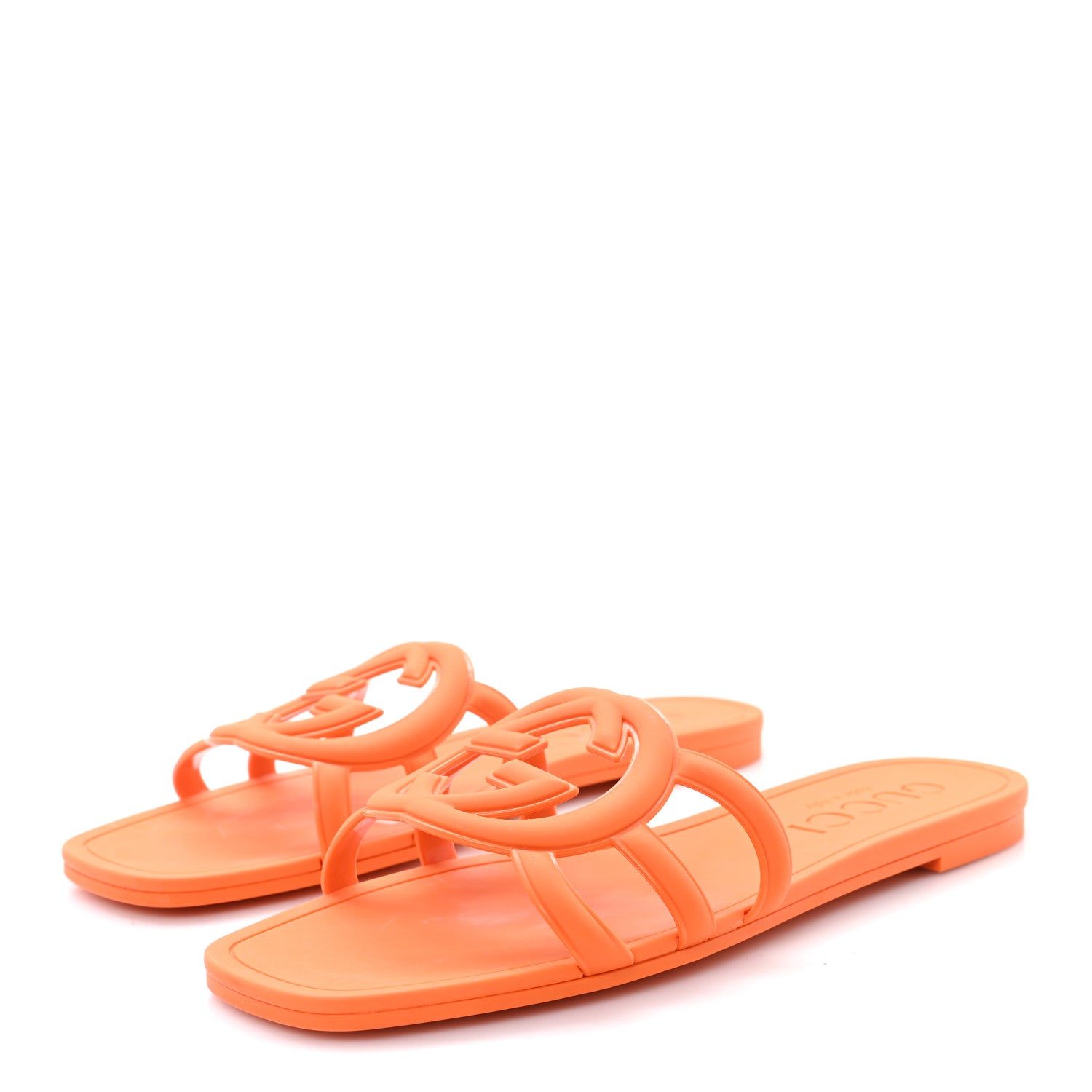 Gucci Rubber Interlocking G Womens Slide Sandals 38 Persimmon Orange 4 of 10