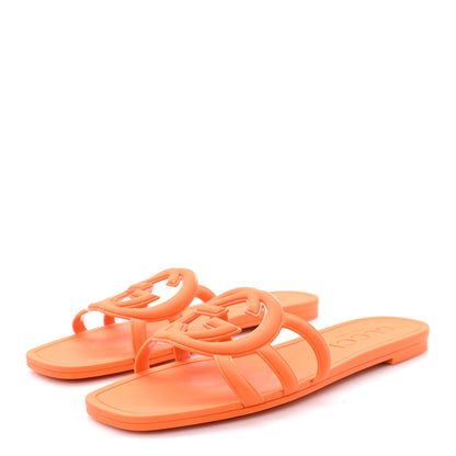 Gucci Rubber Interlocking G Womens Slide Sandals 38 Persimmon Orange 4 of 10