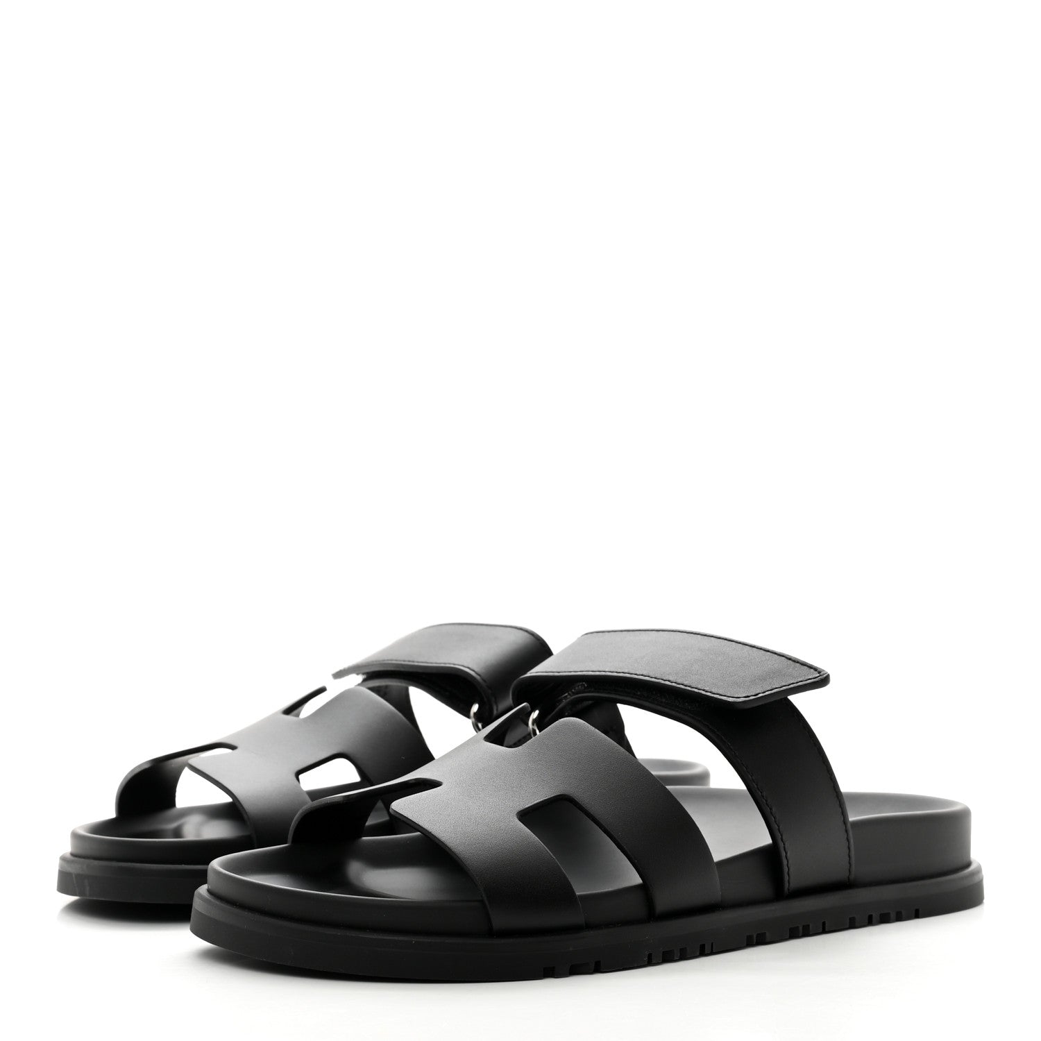 Hermes Calfskin Womens Chypre Sandals 38 Black 3 of 9