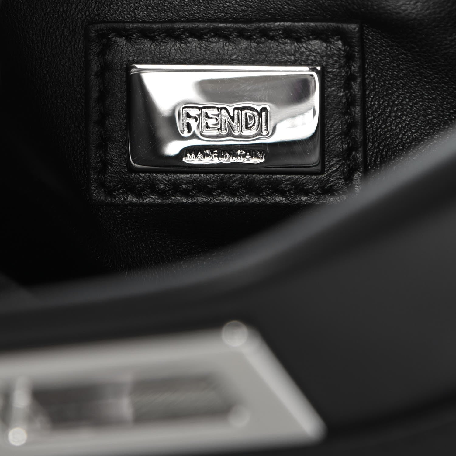 Fendi Vitello Seta Shiny Nappa Pearl Scallopped Studded Mini Peekaboo Iconic Satchel Black 8 of 9