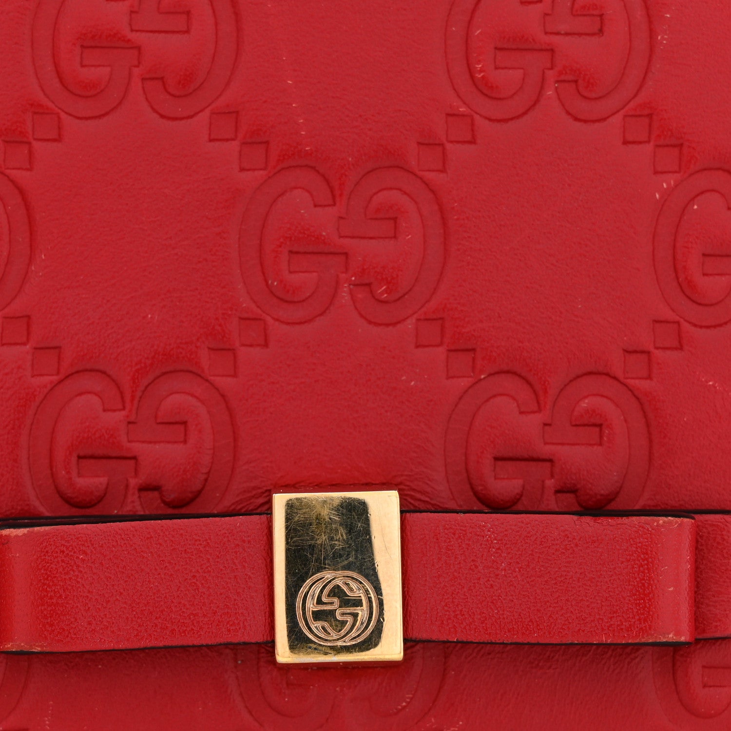Gucci Guccissima Signature Bowy Chain Wallet Hibiscus Red 11 of 12