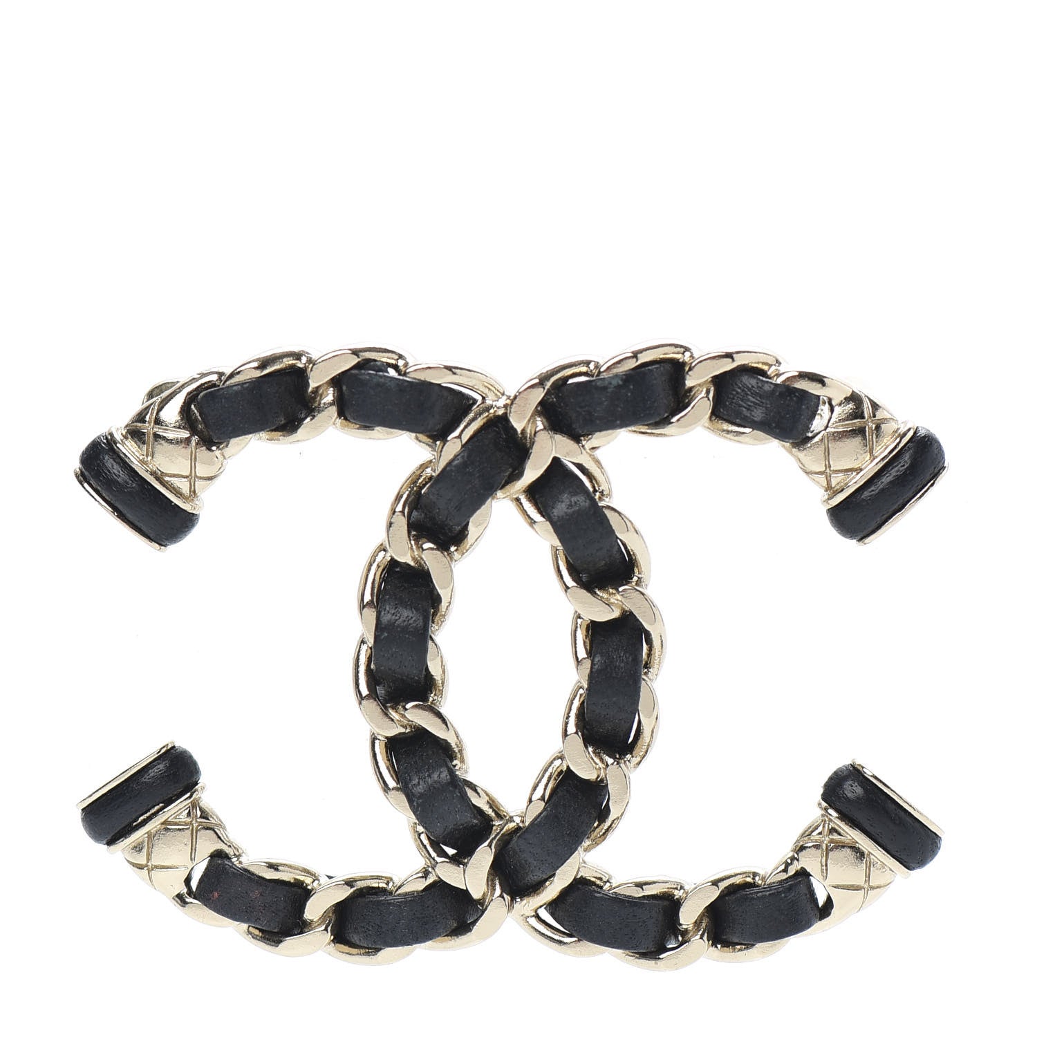 Chanel Lambskin Chain CC Brooch Black Gold 1 of 5