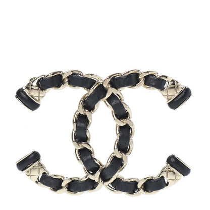 Chanel Lambskin Chain CC Brooch Black Gold 1 of 5